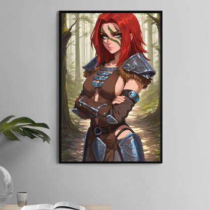 Forest Sentinel Wall Art 11x17 Poster Print – Fantasy Warrior Archer Artwork