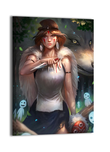 Forest Wolf Guardian Canvas Print – wolf guardian and huntress artwork by Nopeys (Mononoke-inspired)