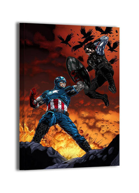 Fractured Allegiance — Captain America and Winter Soldier Marvel wall art by Geebo Vigonte