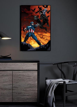Fractured Allegiance — Captain America and Winter Soldier Marvel wall art by Geebo Vigonte
