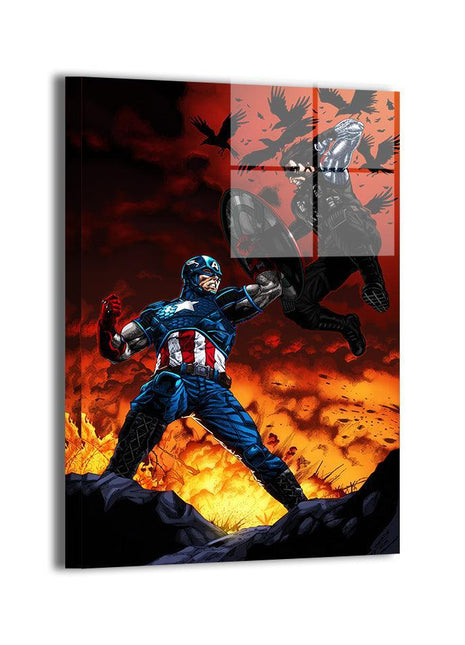 Fractured Allegiance — Captain America and Winter Soldier Marvel wall art by Geebo Vigonte