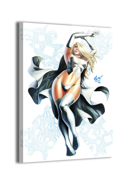 Emma Frost (White Queen) by Vhon Remot; modern metallic sheen, ready to hang.