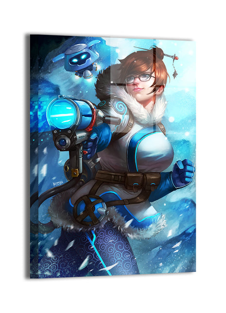 Frost Guardian from Overwatch fan art with metallic sheen and cool lighting; art by Nopeys.