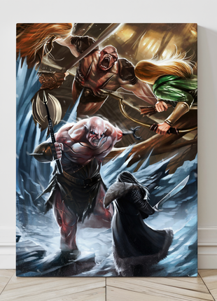 24x36 canvas wall print of Azog vs Thorin battle – inspired fantasy artwork