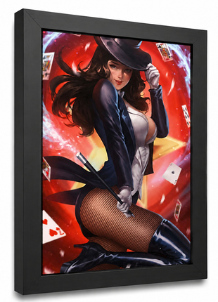 Black full frame upgrade for Canvas and Metal wall art, angled view showing frame depth