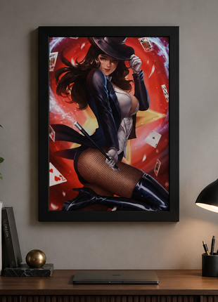 Black full frame wall art displayed in a modern office or studio