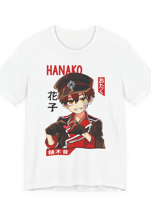 Full front view of the white Hanako-kun Heart Gesture T-shirt.