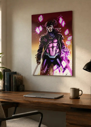 Gambit Ace of Kinetics wall art displayed above a home office desk