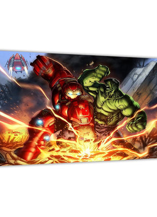 Gamma Clash Hulk and Hulkbuster Iron Man Marvel acrylic print by Emil Cabaltierra