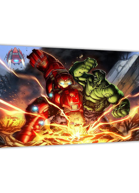 Gamma Clash Hulk and Hulkbuster Iron Man Marvel acrylic print by Emil Cabaltierra