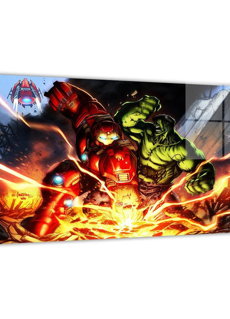 Gamma Clash Hulk and Hulkbuster Iron Man Marvel acrylic print by Emil Cabaltierra