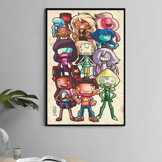Gem Squad Shuffle Poster Print – Steven Universe Chibi Wall Art