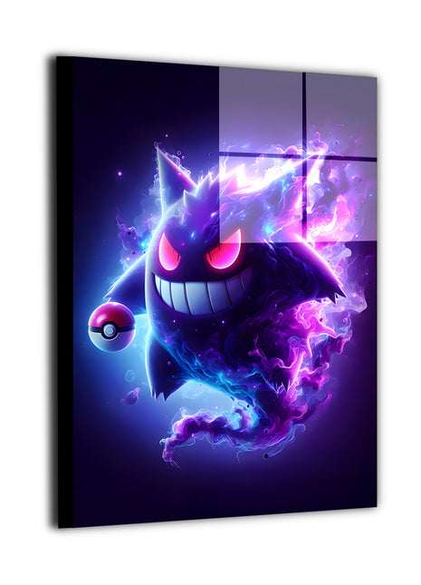 Ultra-sharp metal wall art depicting a ghostly anime character with glowing eyes and electrified energy aura