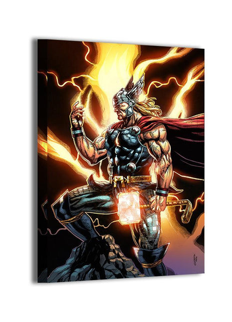 God of Thunder Strike Thor with Mjolnir Marvel acrylic print by Jimbo Salgado