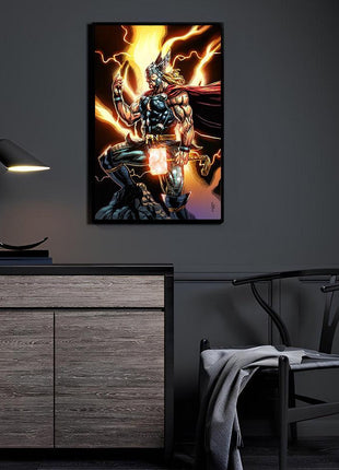God of Thunder Strike Thor with Mjolnir Marvel acrylic print by Jimbo Salgado
