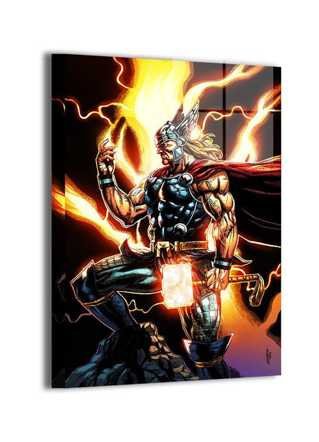 God of Thunder Strike Thor with Mjolnir Marvel acrylic print by Jimbo Salgado