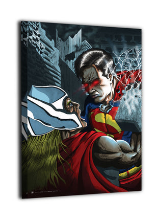 Superman vs Thor canvas wall art by Tyrone Meijer