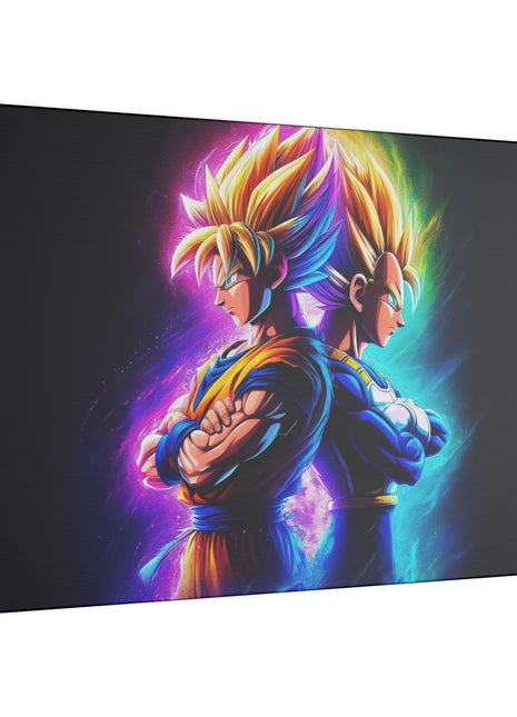 "Got Your Back – Goku & Vegeta Wall Art on premium canvas, acrylic, and metal – front view featuring Goku and Vegeta back-to-back"
