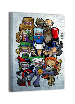Batman Villains Chibi Wall Art gloss canvas print by Jeff Benitez