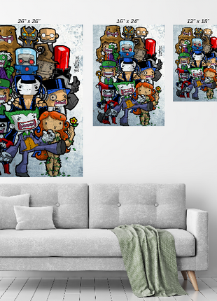 Batman Villains Chibi Wall Art size comparison chart by Jeff Benitez