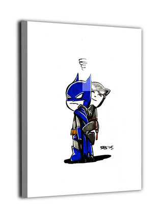 Batman & Catwoman Chibi Wall Art dye-sublimated metal print by Rick Basaldua
