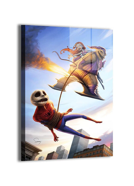 Gourd Glider Homage Jack Skellington Spider-Man wall art — Marvel square print by Sam DelaTorre, image 1.