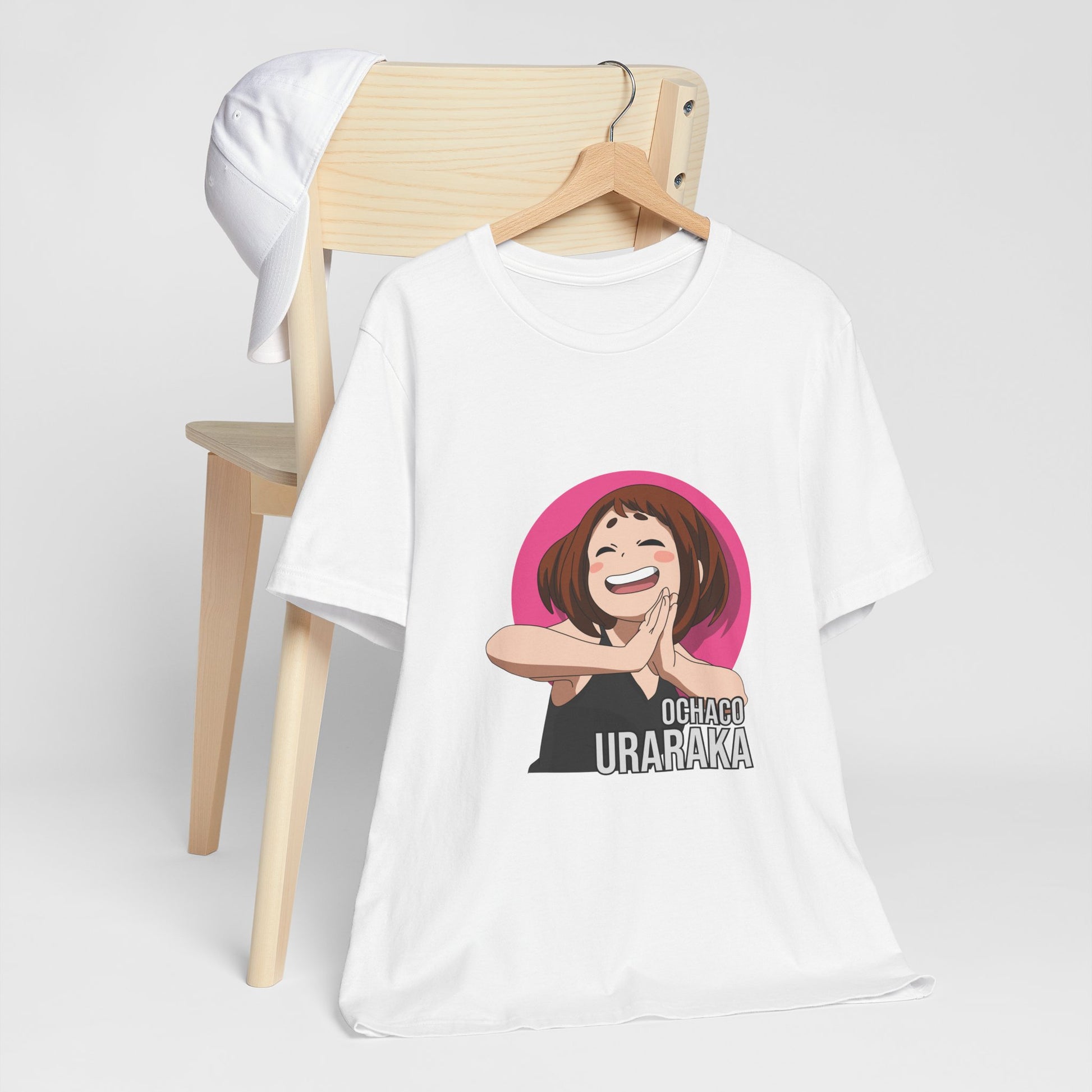 Alt: Gravity Hero Anime Shirt on white, neckline close-up, premium stitching by Snapping Turtle Gallery

