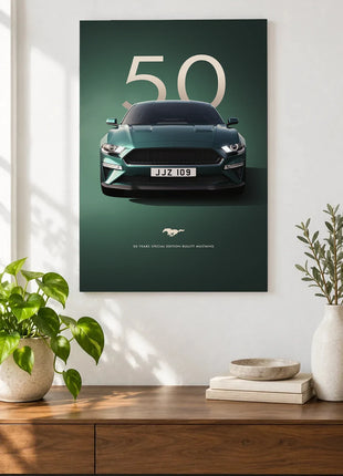 Green Light Swagger wall art displayed as a frameless piece above a wooden console against a light wall