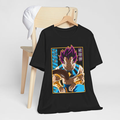 Alt: Hakai God Saiyan Anime Shirt printed on black, front view, premium anime apparel by Snapping Turtle Gallery

