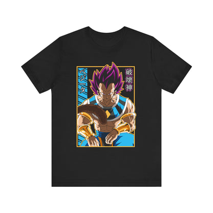 Alt: Hakai God Saiyan Anime Shirt on black, side view, anime clothing by Snapping Turtle Gallery

