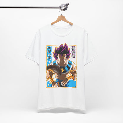 Alt: Hakai God Saiyan Anime Shirt on white, side view, anime clothing by Snapping Turtle Gallery

