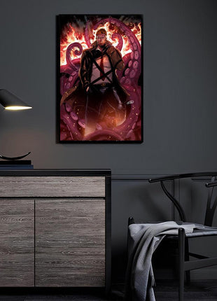 Hellbound Detective John Constantine acrylic wall art with fire and tentacles by Kevin Anthony De Castro