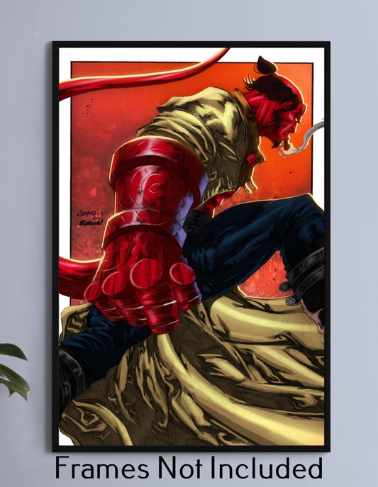 Primary Image: Hellboy wall art featuring the Right Hand of Doom in bold comic style