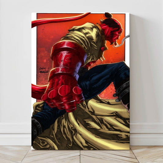 Primary Image: Hellboy wall art featuring the Right Hand of Doom in bold comic style
