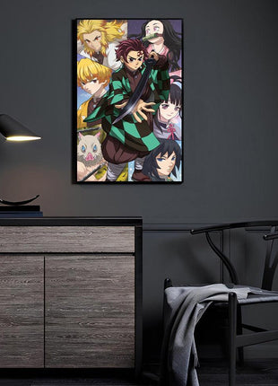Tanjiro Kamado, Nezuko Kamado, Zenitsu Agatsuma, and Inosuke Hashibira Heroes of Demon Slayer acrylic wall art by Ryan Pasibe