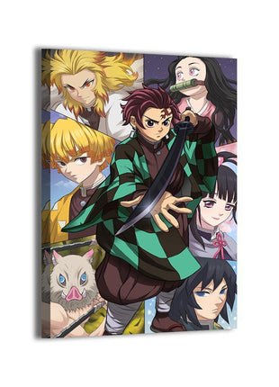 Tanjiro Kamado, Nezuko Kamado, Zenitsu Agatsuma, and Inosuke Hashibira Heroes of Demon Slayer canvas wall art by Ryan Pasibe