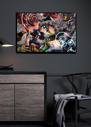 Uncanny Onslaught by Verry Woong and Bryan Arfel Magnaye displayed in a modern room.