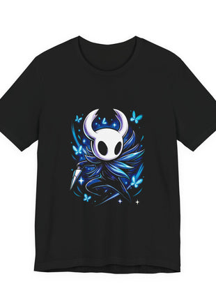 Front view of the black Hollow Knight Blue Soul Graphic T-Shirt.