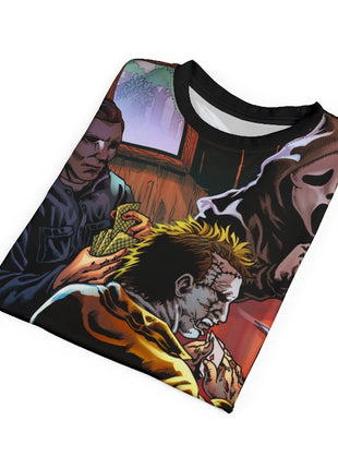 Horror Icons Poker Night All-Over Print Tee Black stitching Print, Premium Wall Art by Snapping Turtle Gallery