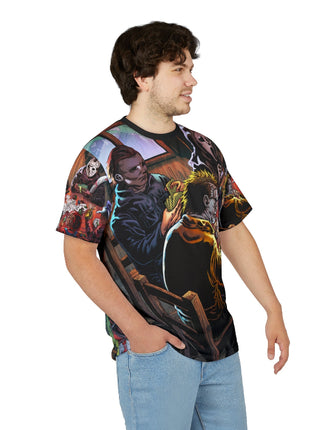 Horror Icons Poker Night All-Over Print Tee Black stitching Print, Premium Wall Art by Snapping Turtle Gallery