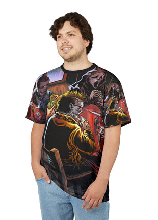 Horror Icons Poker Night All-Over Print Tee Black stitching Print, Premium Wall Art by Snapping Turtle Gallery