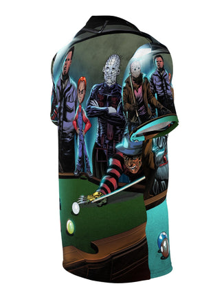 Horror Icons Pool Night All-Over Print Tee Black stitching Print, Premium Wall Art by Snapping Turtle Gallery