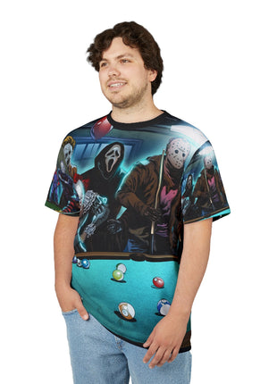 Horror Icons Pool Night All-Over Print Tee Black stitching Print, Premium Wall Art by Snapping Turtle Gallery