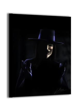 Idea in the Shadows V for Vendetta canvas wall art featuring V by Richard Williams