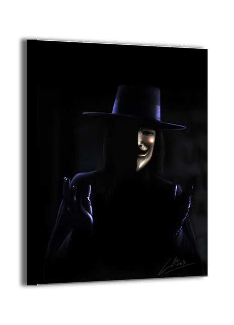 Idea in the Shadows V for Vendetta canvas wall art featuring V by Richard Williams