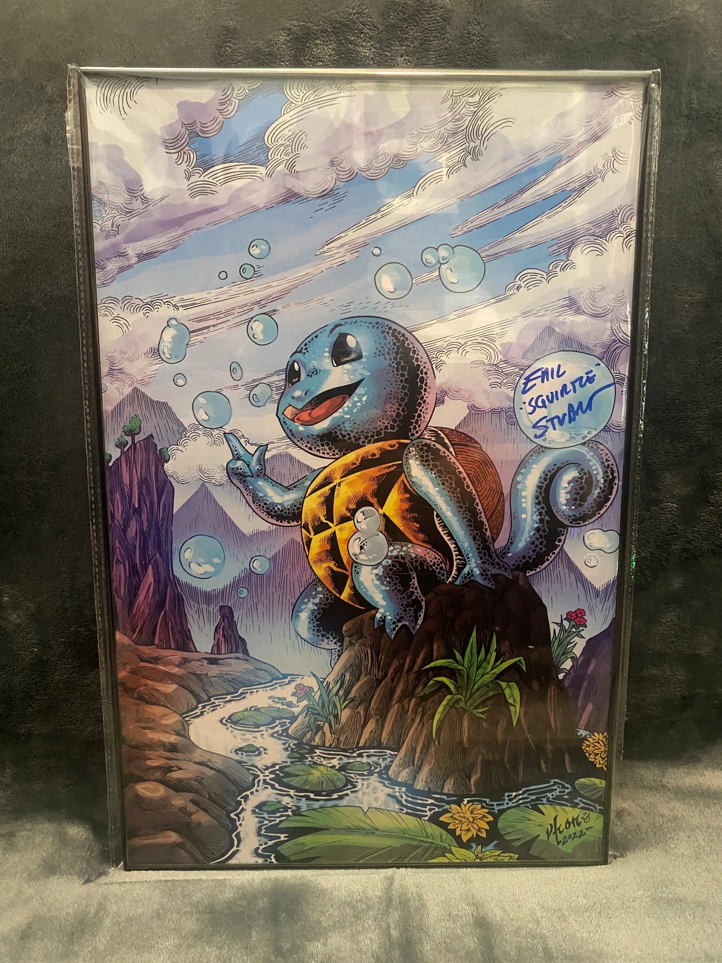Framed Squirtle 11x17 print Signed by Eric Stuart
