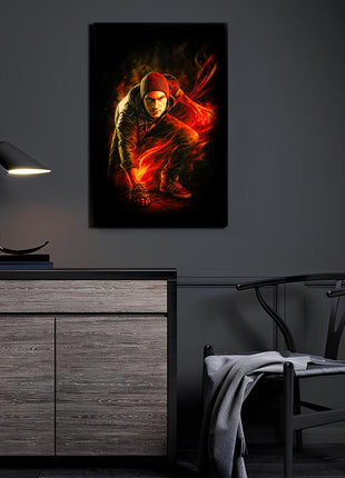 Conduit Lightning Surge acrylic wall art showing Cole MacGrath crouched low with one hand pressed to the ground
