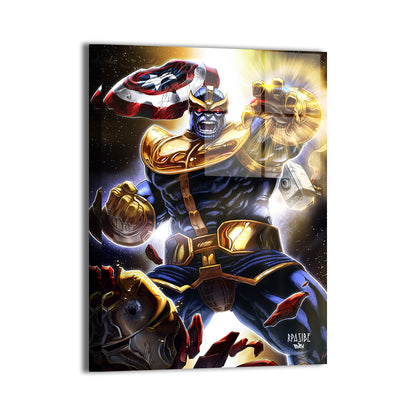 24x36 canvas marvel villain artwork featuring thanos wielding gauntlet

