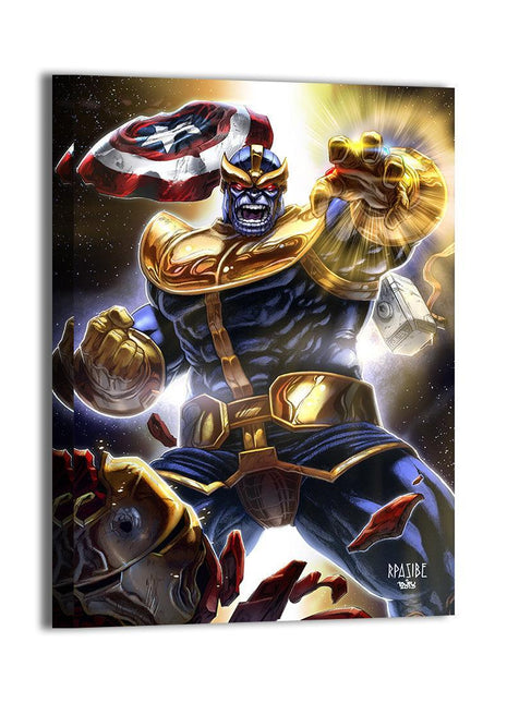 Infinity Conquest Thanos with the Infinity Gauntlet Marvel acrylic print by Ryan Pasibe