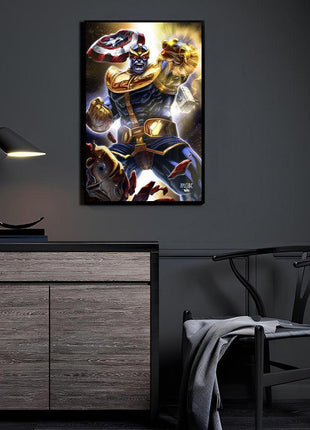 Infinity Conquest Thanos with the Infinity Gauntlet Marvel acrylic print by Ryan Pasibe